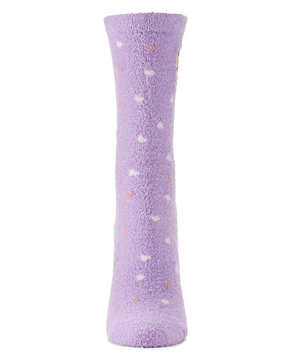 Women's Kitty-Embroidered Plush Non-Skid Shea-Butter-Infused Crew Sock