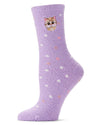 Women's Kitty-Embroidered Plush Non-Skid Shea-Butter-Infused Crew Sock