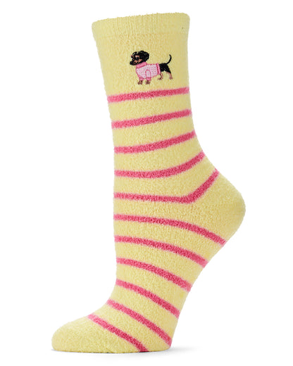 Women's Dachshund-Embroidered Non-Skid Shea-Butter-Infused Crew Sock