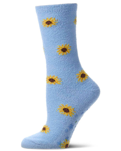 Women's "Sunflowers" Non-Skid Shea Butter-Infused Cozy Crew Sock