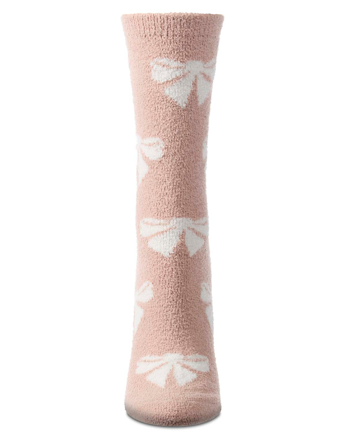 Women's "Bows" Non-Skid Shea Butter-Infused Ultra-Plush Cozy Crew Sock