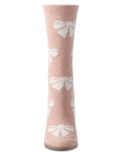 Women's "Bows" Non-Skid Shea Butter-Infused Ultra-Plush Cozy Crew Sock