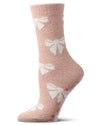 Women's "Bows" Non-Skid Shea Butter-Infused Ultra-Plush Cozy Crew Sock