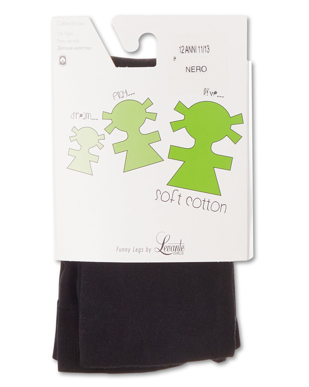 Funny Legs Girl’s Cotton Tights : Color: Nero