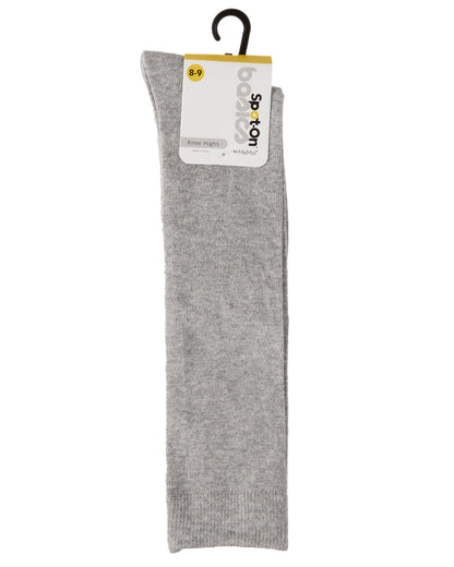 Cotton Blend Knee High Girls Uniform Socks : Color: Light Gray