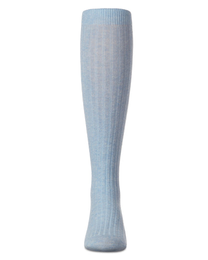 Ribbed Cotton Blend Knee High Sock : Color: Chambray Heather