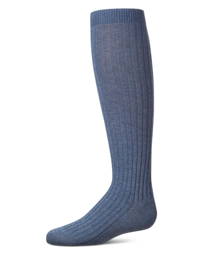 Ribbed Cotton Blend Knee High Sock : Color: Indigo Denim