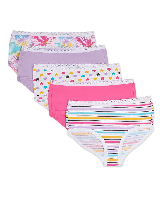 5 Pair Girls "Shine Bright" 100% Cotton Brief Panties : Color: Bright Multi
