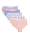 5 Pair Girls "Be A Star" 100% Cotton Brief Panties : Color: Pastel MIx