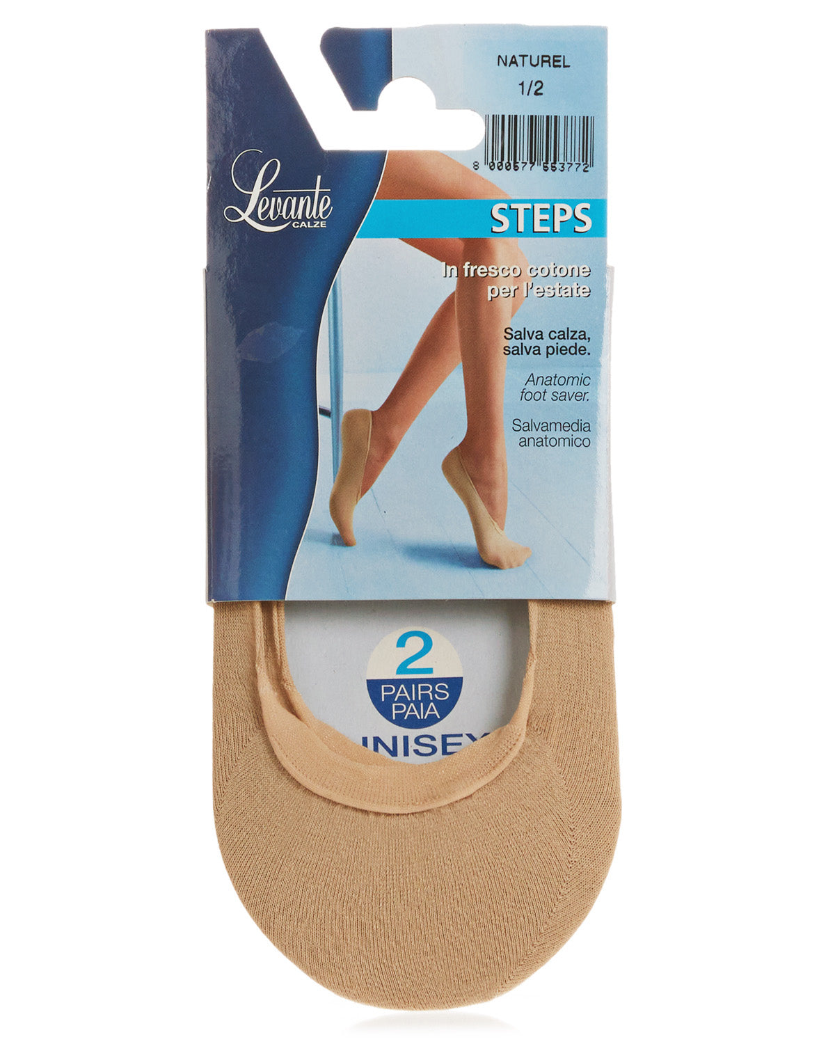 Levante Steps No-Show Low-Cut Sock Liners 2-Pack : Color: Nero