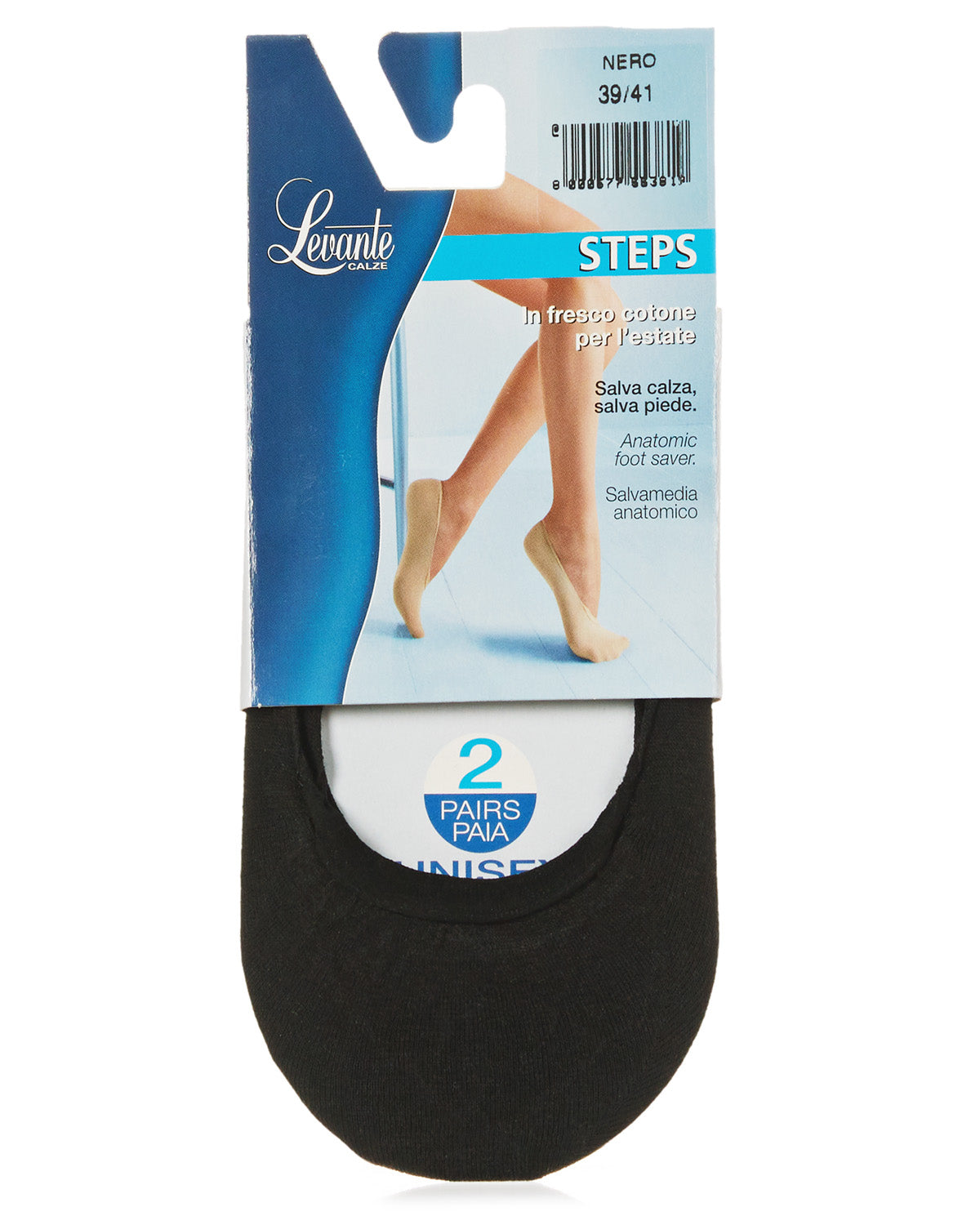 Levante Steps No-Show Low-Cut Sock Liners 2-Pack : Color: Nero