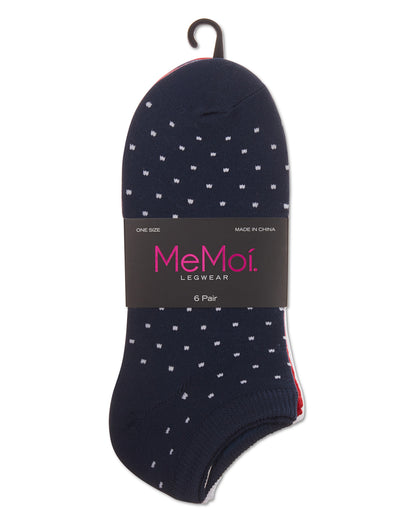 Women's 6 Pair Pack Dots Low Cut Socks : Color: Navy Multi