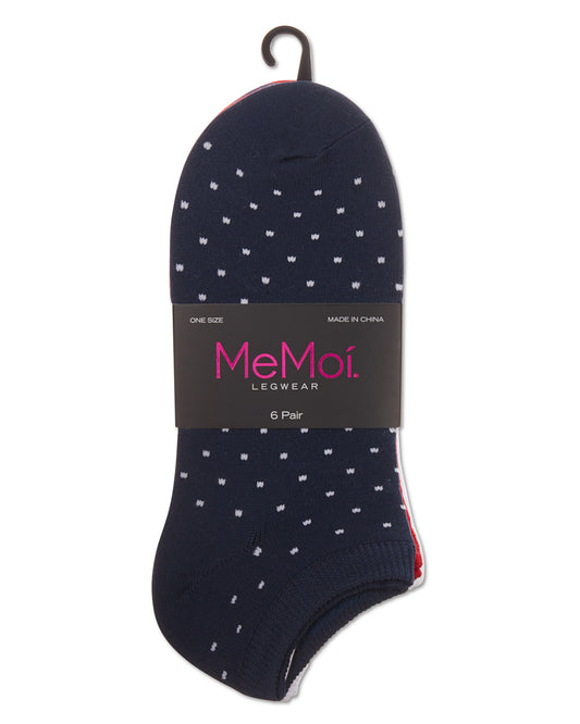 Women's 6 Pair Pack Dots Low Cut Socks : Color: Navy Multi