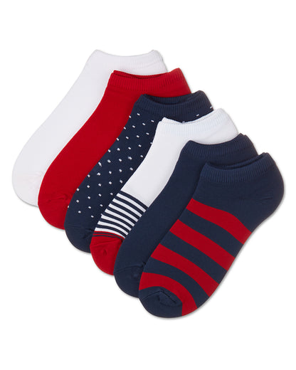 Women's 6 Pair Pack Dots Low Cut Socks : Color: Navy Multi
