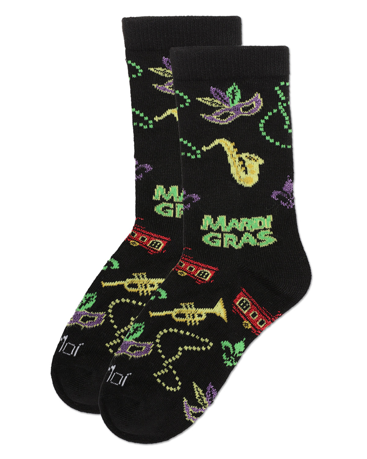 Kids' Mardi Gras Bamboo Crew Socks : Color: Black