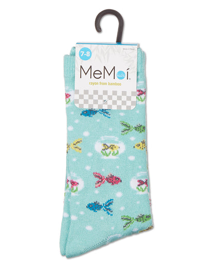 Kids' Goldfish Rayon From Bamboo Crew Socks : Color: Aqua