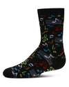 Kids' Musical Notes Bamboo Crew Socks : Color: Black
