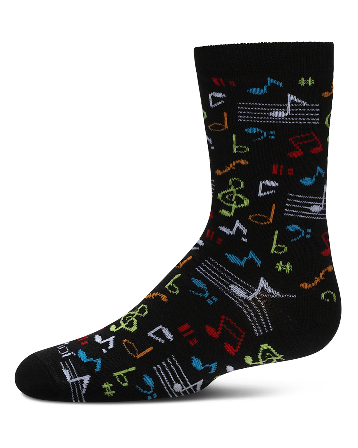 Kids' Musical Notes Bamboo Crew Socks : Color: Black