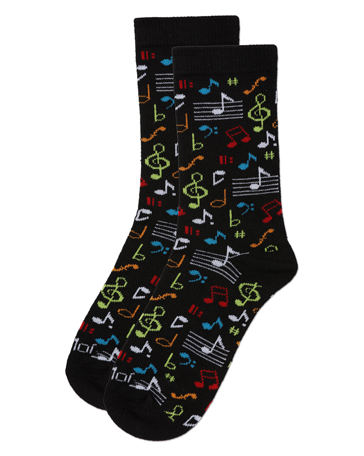 Kids' Musical Notes Bamboo Crew Socks : Color: Black
