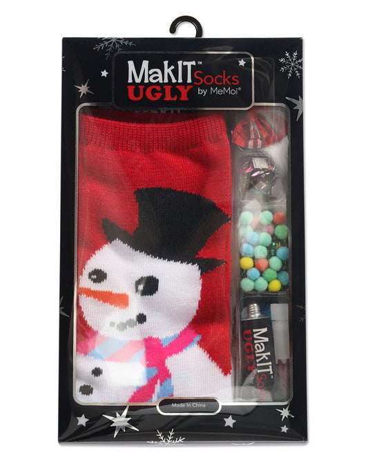 MakIt Ugly Socks - Design Your Own Socks : Style: Red Snowman