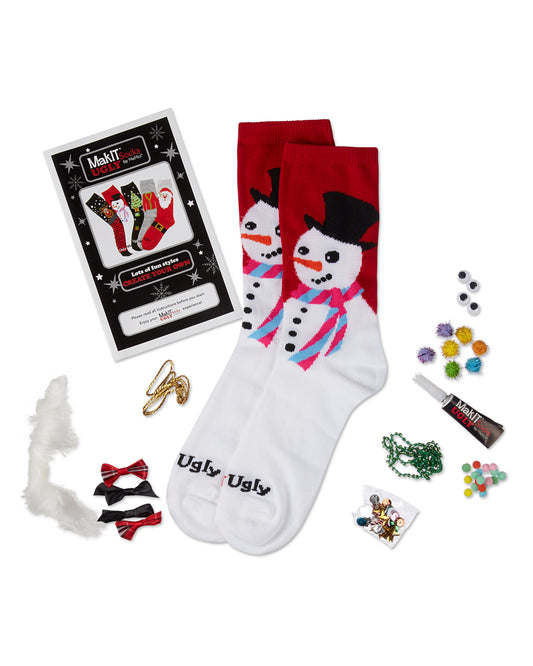 MakIt Ugly Socks - Design Your Own Socks : Style: Red Snowman