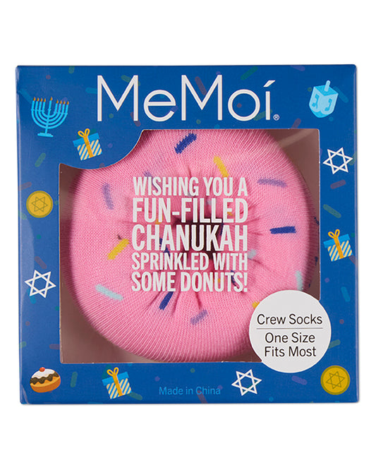 Unisex Chanukah Donut-Themed Cotton-Rich Novelty Crew Sock in Gift Box