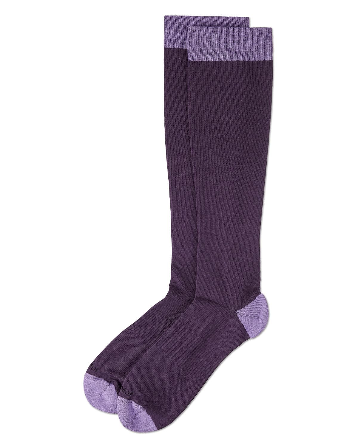 WellFit 15-20mmHg Off Black Cotton Compression Socks : Color: Purple