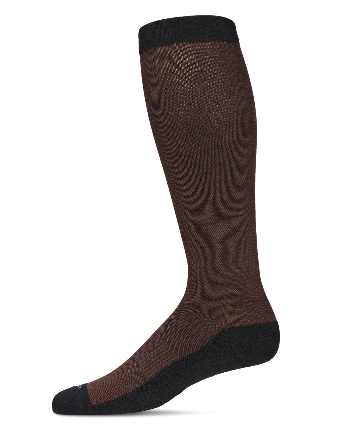 Men's Two-Tone Contrast Bamboo Blend 8-15mmHg Graduated Compression Socks : Color: Brown