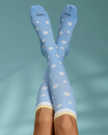 Daisies Cotton Blend 15-20 mmHg Graduated Compression Socks