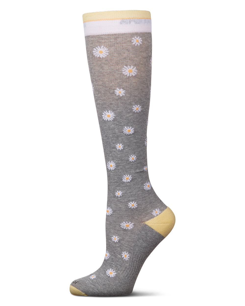 Daisies Cotton Blend 15-20 mmHg Graduated Compression Socks : Color: Med Gray Heather