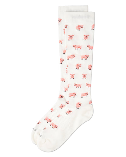 Pigs Cotton Blend 15-20 mmHg Graduated Compression Socks : Color: Ivory