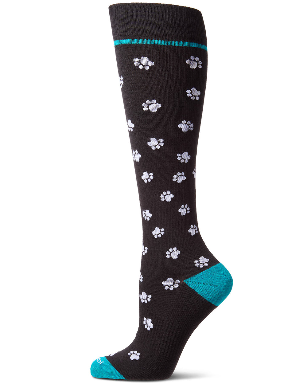 Unisex "Paw Prints" Cotton Blend Knee High Compression Socks : Color: Black