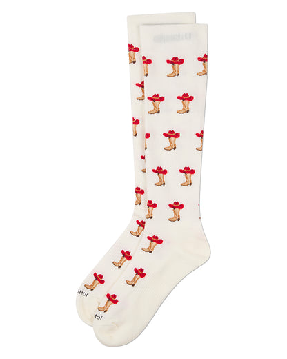Unisex "Cowboy Boots" Cotton Blend Moderate Compression Knee Socks