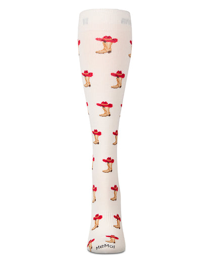 Unisex "Cowboy Boots" Cotton Blend Moderate Compression Knee Socks