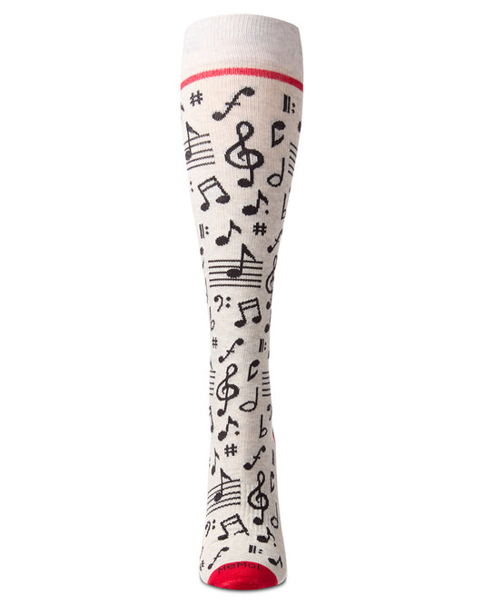 Unisex "Musical Notes" Cotton Blend Knee High Compression Socks : Color: Light Gray Heather