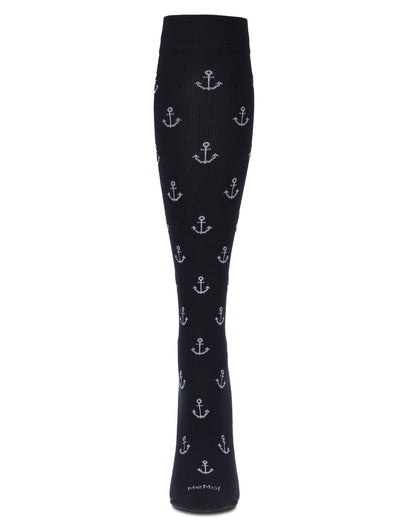 Unisex "Nautical Anchors" Cotton-Blend Graduated Compression Sock