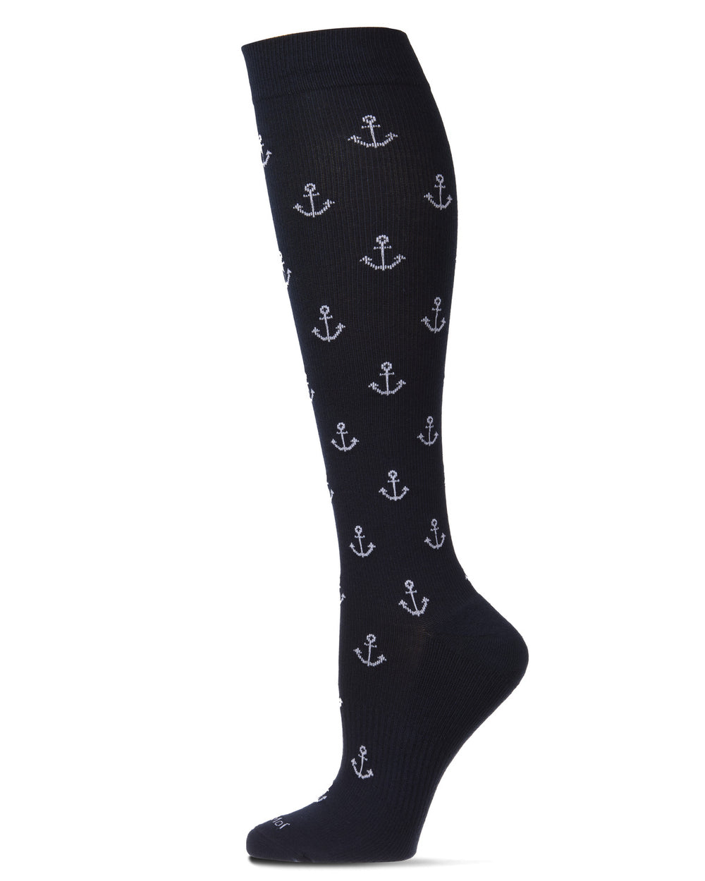 Unisex "Nautical Anchors" Cotton-Blend Graduated Compression Sock