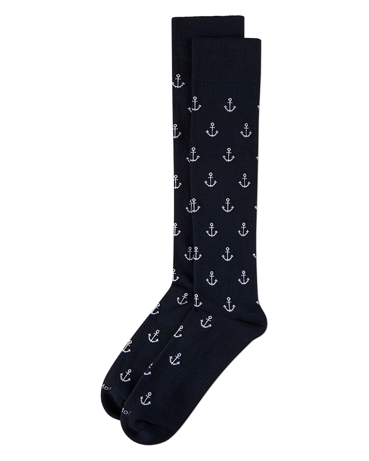 Unisex "Nautical Anchors" Cotton-Blend Graduated Compression Sock