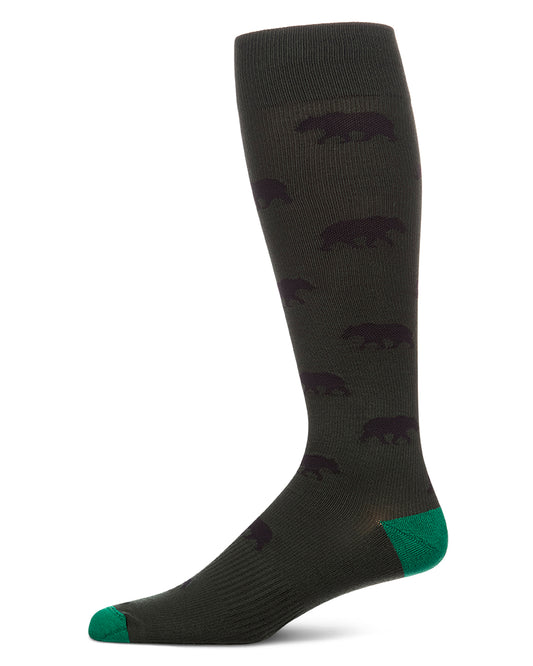 Unisex "Black Bear" Cotton-Blend Compression Knee Sock (15-20 mmHg)