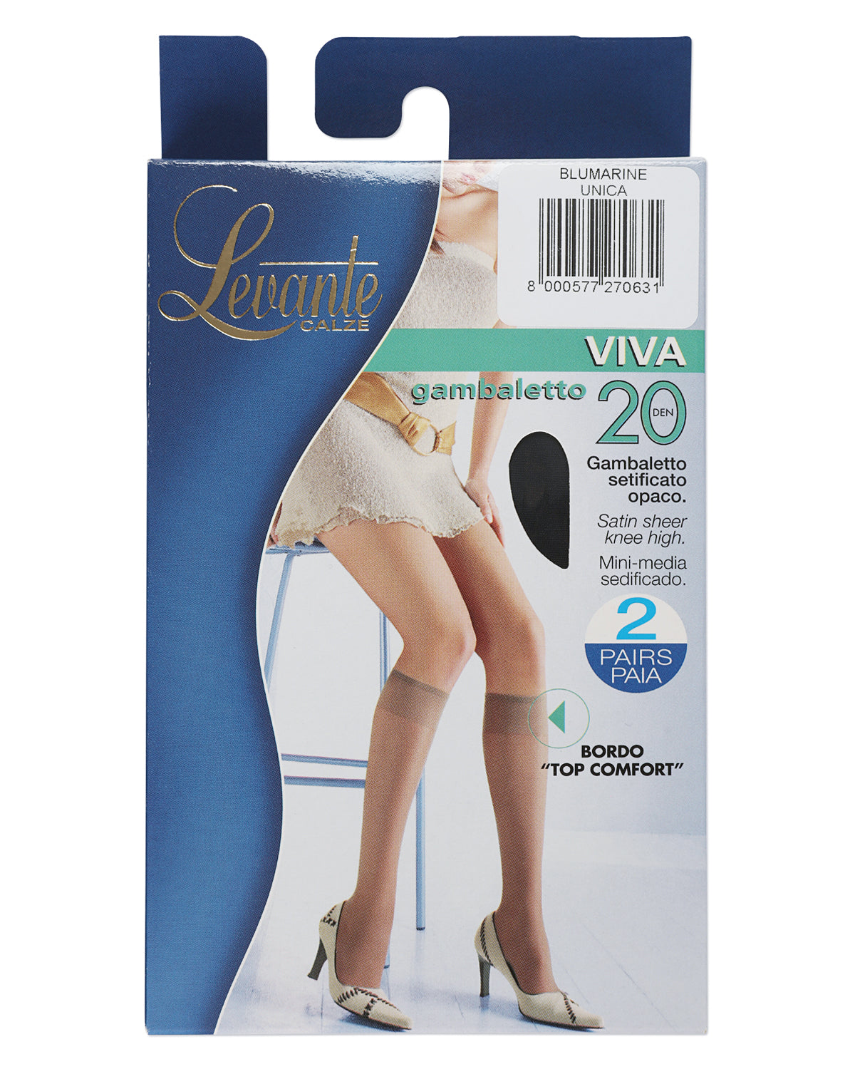 Women's 2 Pair Pack Levante Viva Satin Sheer Knee Highs : Color: Blumarine