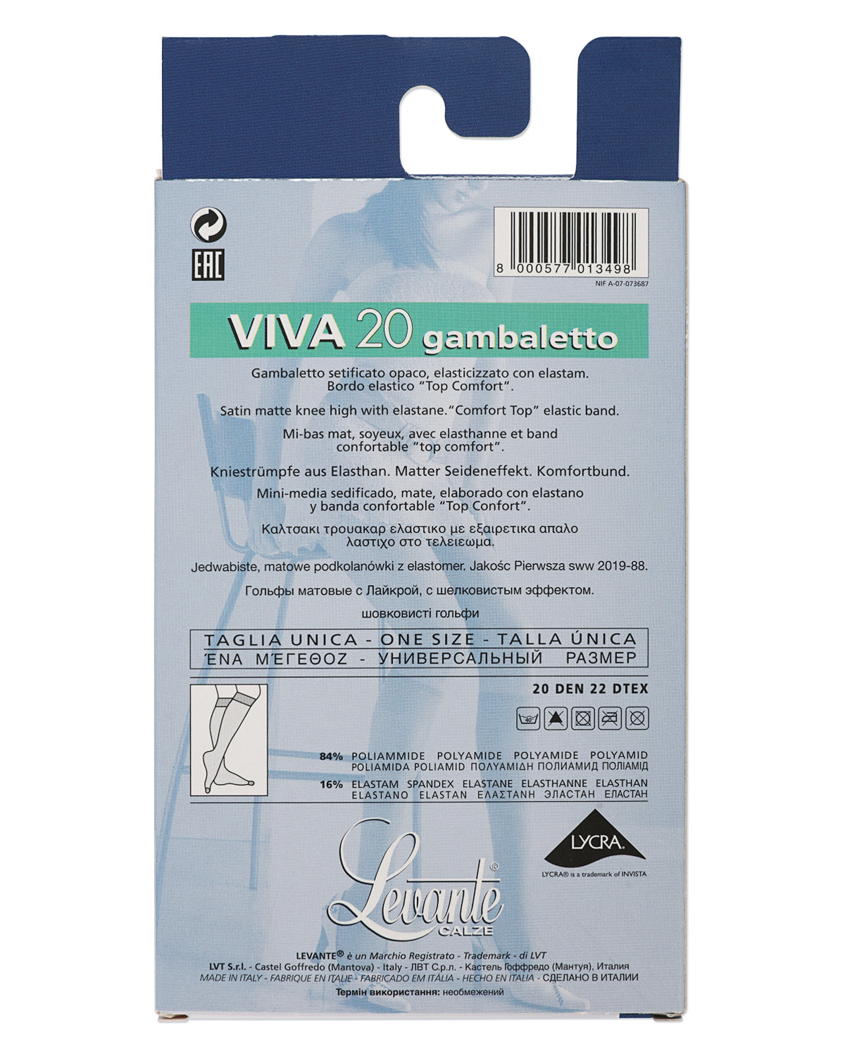 Women's 2 Pair Pack Levante Viva Satin Sheer Knee Highs : Color: Blumarine