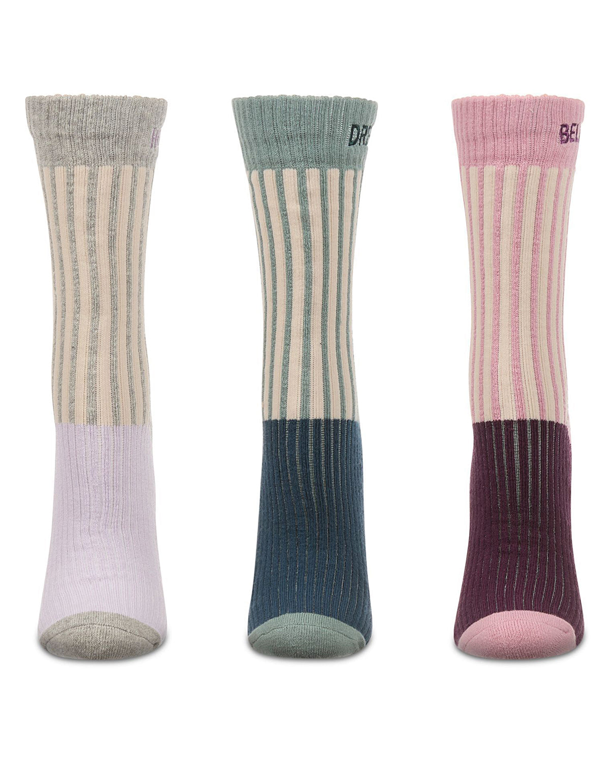 Women's 3 Pair Pack Inspirations Embroidered Cuff Crew Socks : Color: Gray