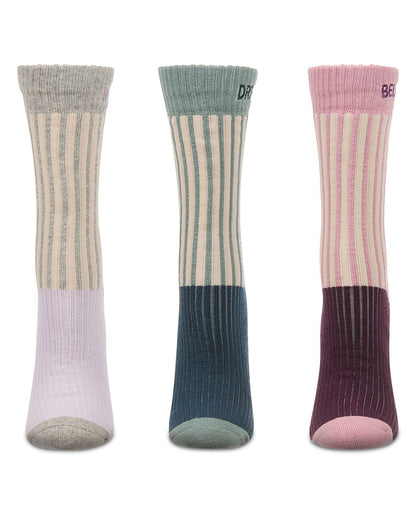 Women's 3 Pair Pack Inspirations Embroidered Cuff Crew Socks : Color: Gray
