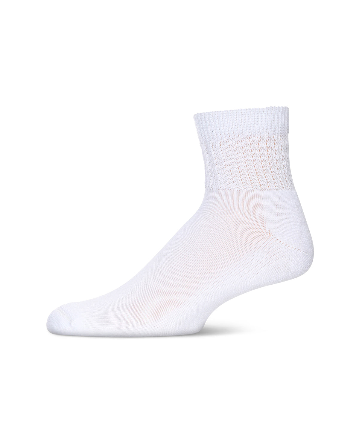 Diabetic Well-Fit White Quarter Socks : Color: White