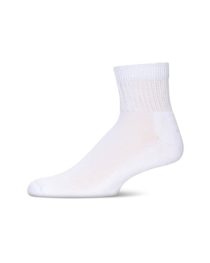Diabetic Well-Fit White Quarter Socks : Color: White