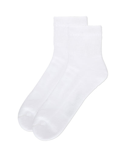 Diabetic Well-Fit White Quarter Socks : Color: White