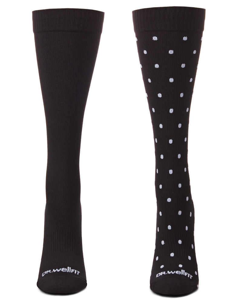 Women's 2 Pair Pack Polka Dots/ Solid Compression Socks