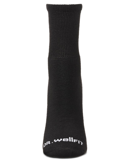 2 Pair Pack Diabetic Full Cushioned Quarter Socks : Color: Black-Black