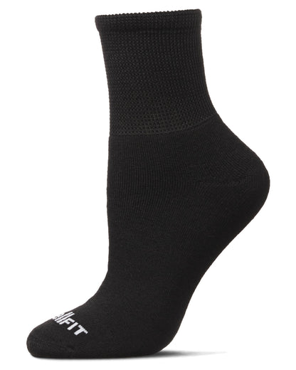 2 Pair Pack Diabetic Full Cushioned Quarter Socks : Color: Black-Black