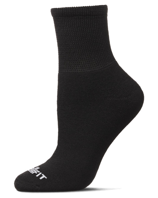 2 Pair Pack Diabetic Full Cushioned Quarter Socks : Color: Black-Black